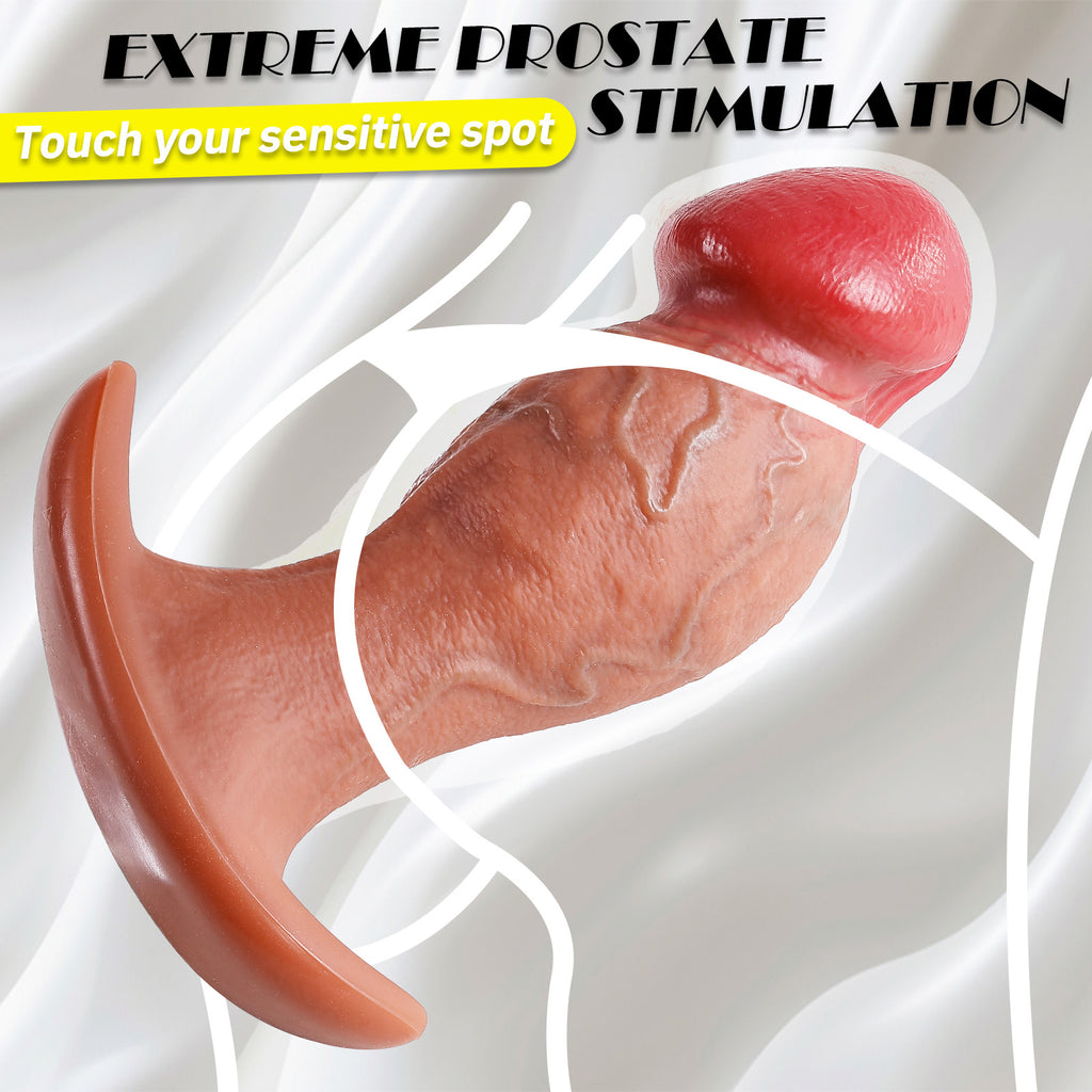 HX Realistic Liquid Silicone Dildo with Curved Shaft & Wide Base