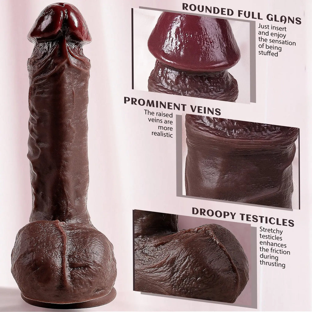 7.9-Inch Black Realistic Dildo with Suction Cup Base dildo picture