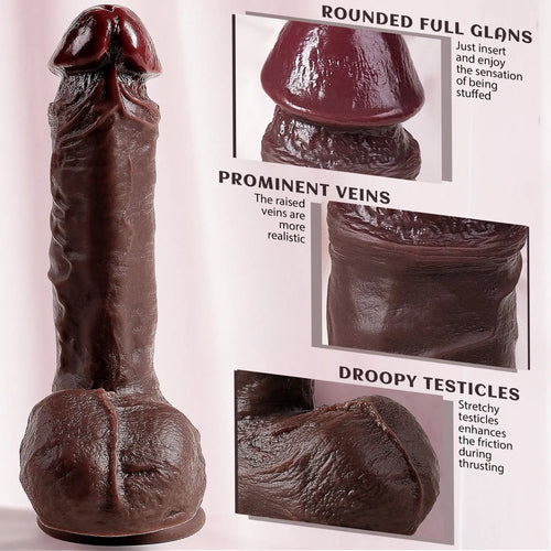 7.9-Inch Black Realistic Dildo with Suction Cup Base dildo picture