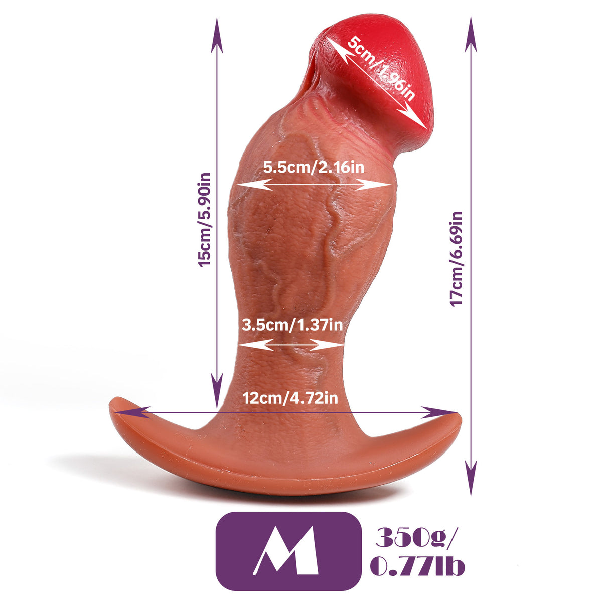 HX Realistic Liquid Silicone Dildo with Curved Shaft & Wide Base